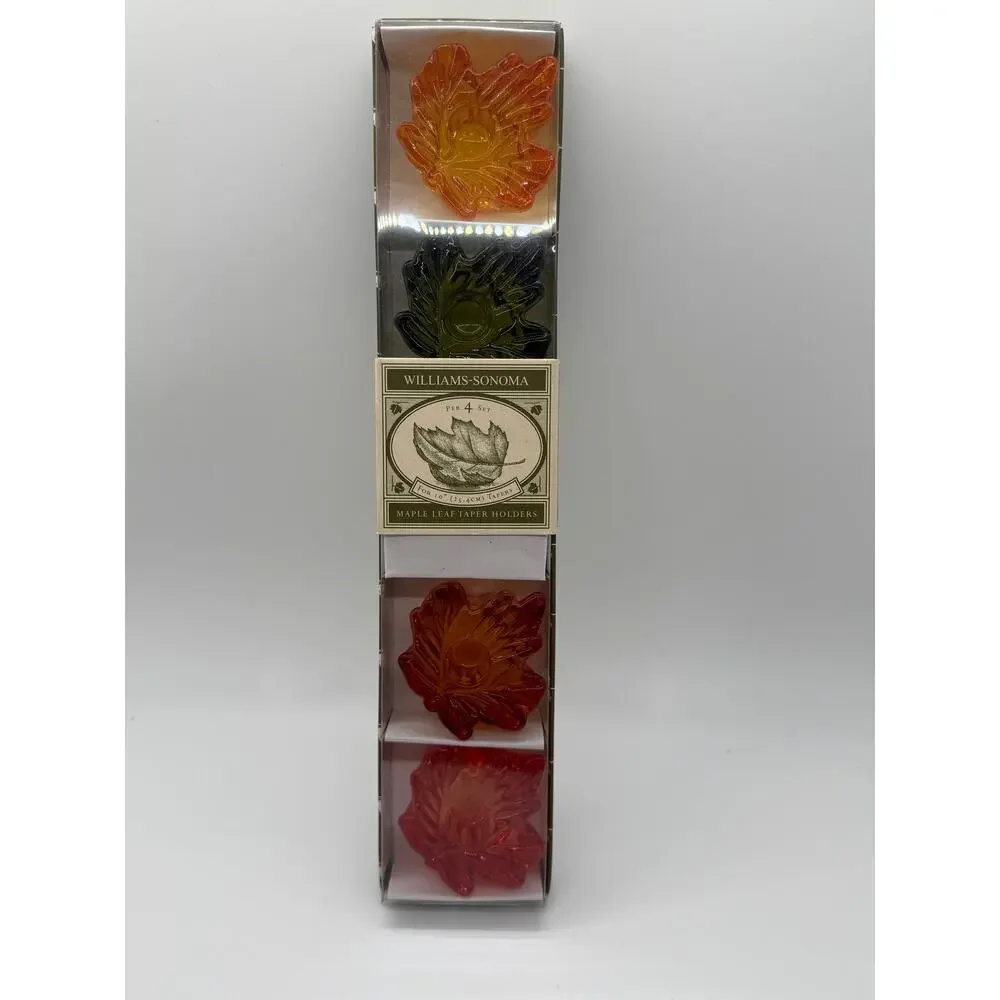 Williams Sonoma Set Of 4 Maple Leaf Taper Holders New